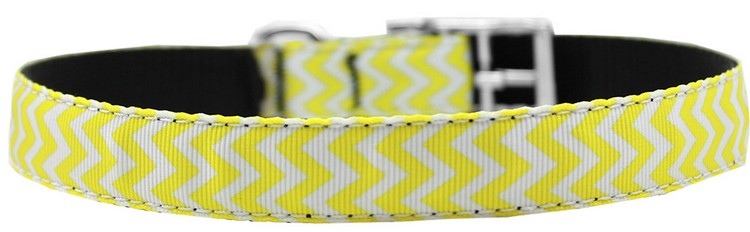 Chevrons Nylon Dog Collar with classic buckle 3/4" Yellow Size 20